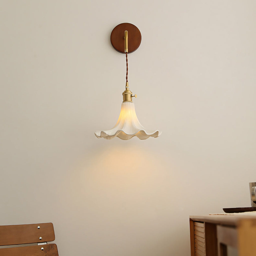 Scalloped Ceramic Drop Wall Sconce
