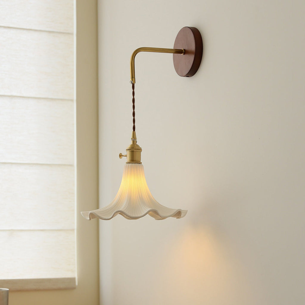 Scalloped Ceramic Drop Wall Sconce