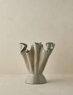 Dara Ruffled Vase | Stoneware, Reactive Glaze Finish