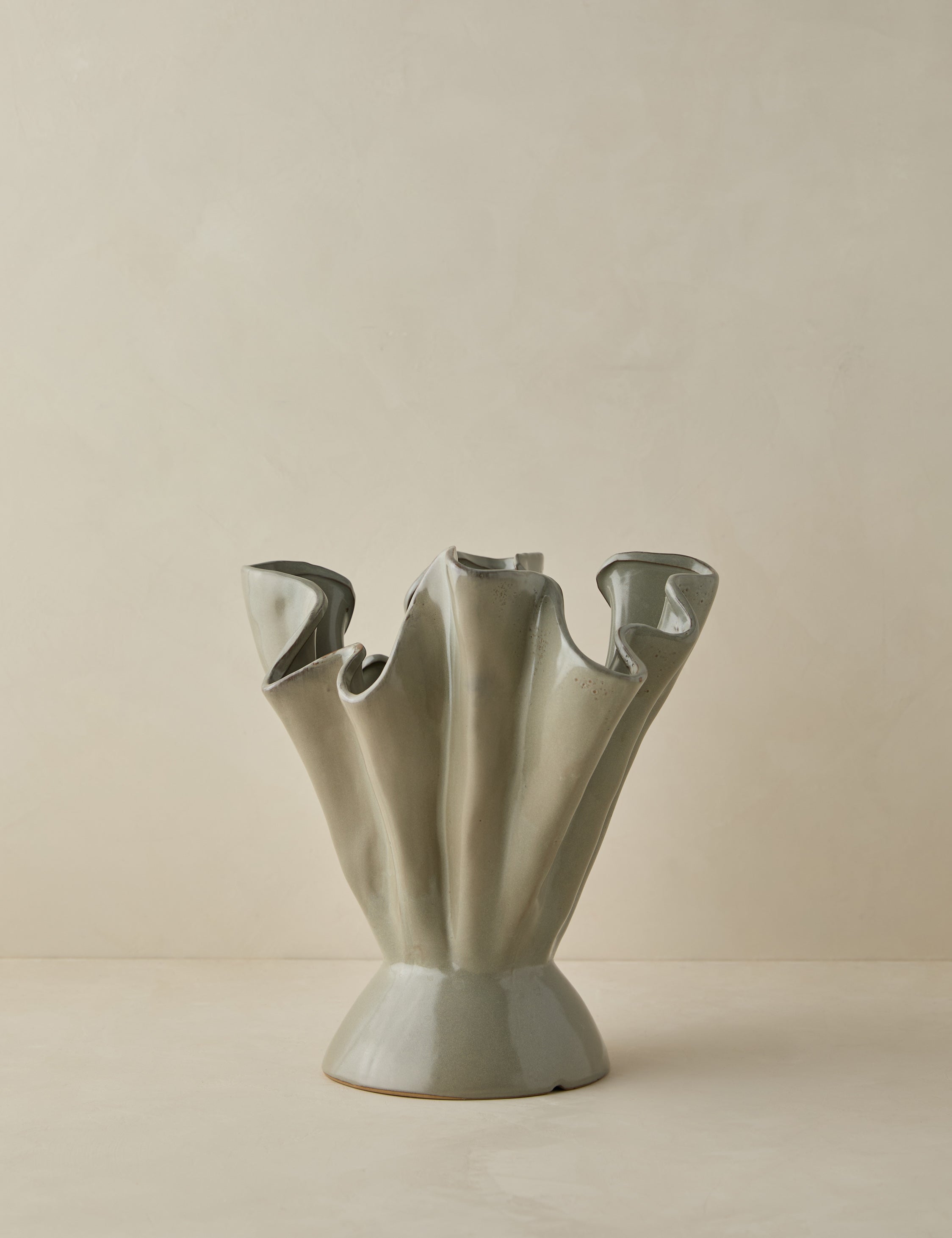 Dara Ruffled Vase | Stoneware, Reactive Glaze Finish