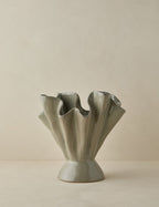 Dara Ruffled Vase | Stoneware, Reactive Glaze Finish