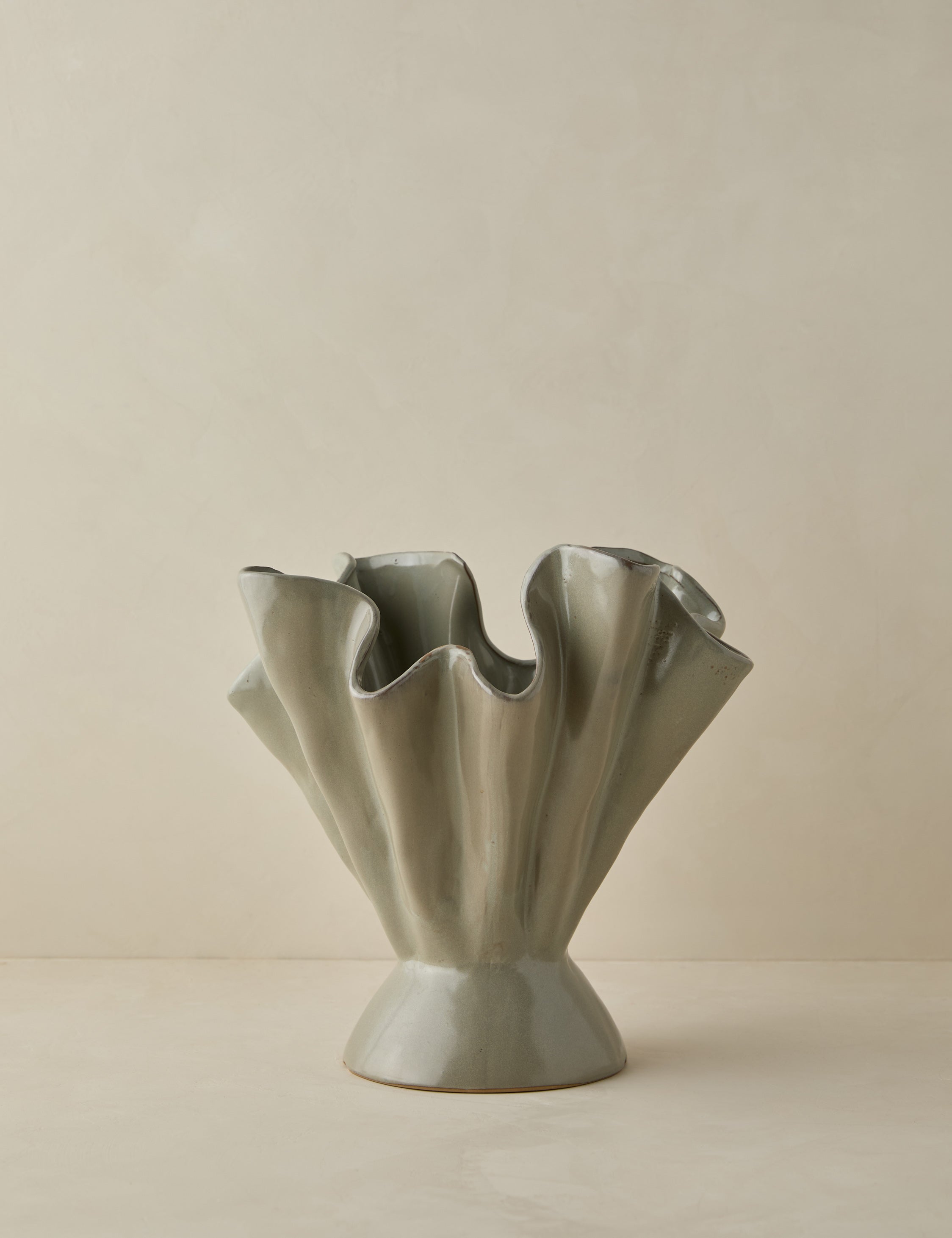 Dara Ruffled Vase | Stoneware, Reactive Glaze Finish
