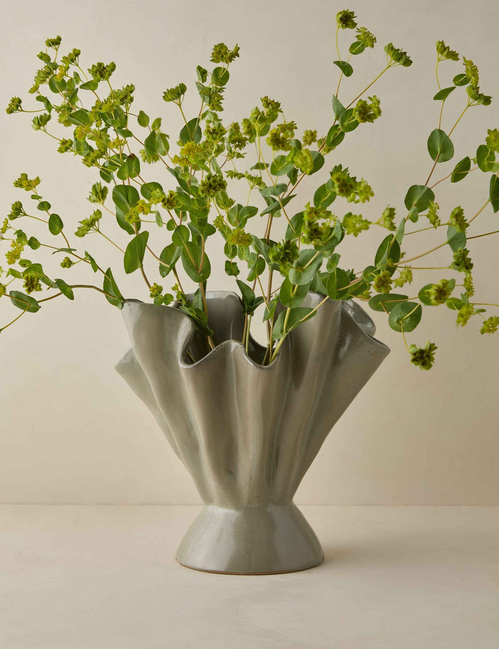 Dara Ruffled Vase | Stoneware, Reactive Glaze Finish