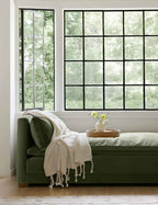 Trestle Knit Throw | Chunky Weave, Braided Tassels
