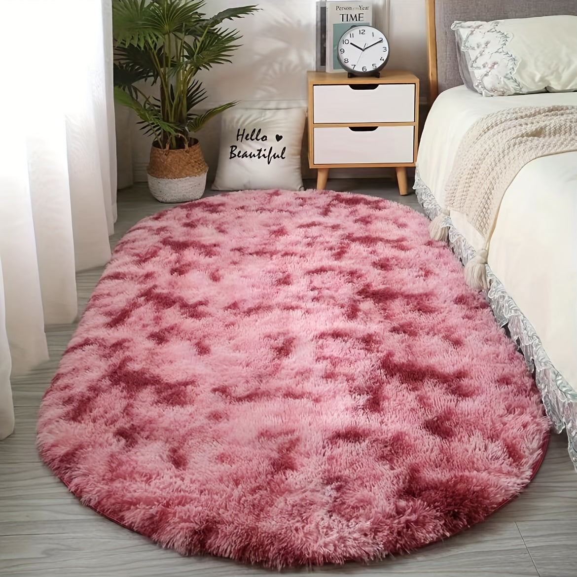 DecoEllis: Modern Oval Rug in Neutral Style with Soft Pile – Decorative for Living Room & Bedroom