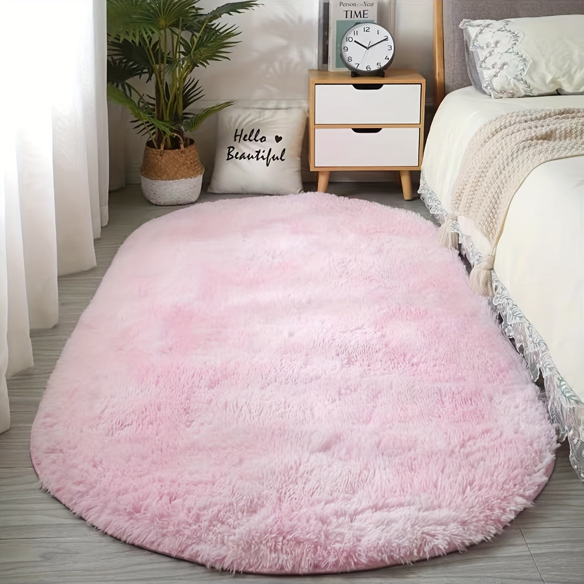 DecoEllis: Modern Oval Rug in Neutral Style with Soft Pile – Decorative for Living Room & Bedroom