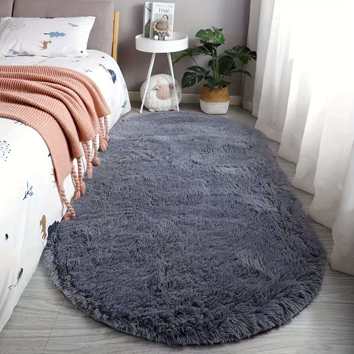 DecoEllis: Modern Oval Rug in Neutral Style with Soft Pile – Decorative for Living Room & Bedroom