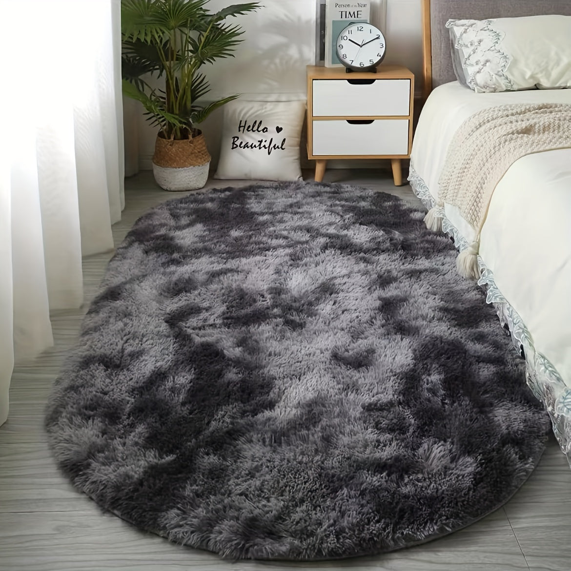DecoEllis: Modern Oval Rug in Neutral Style with Soft Pile – Decorative for Living Room & Bedroom