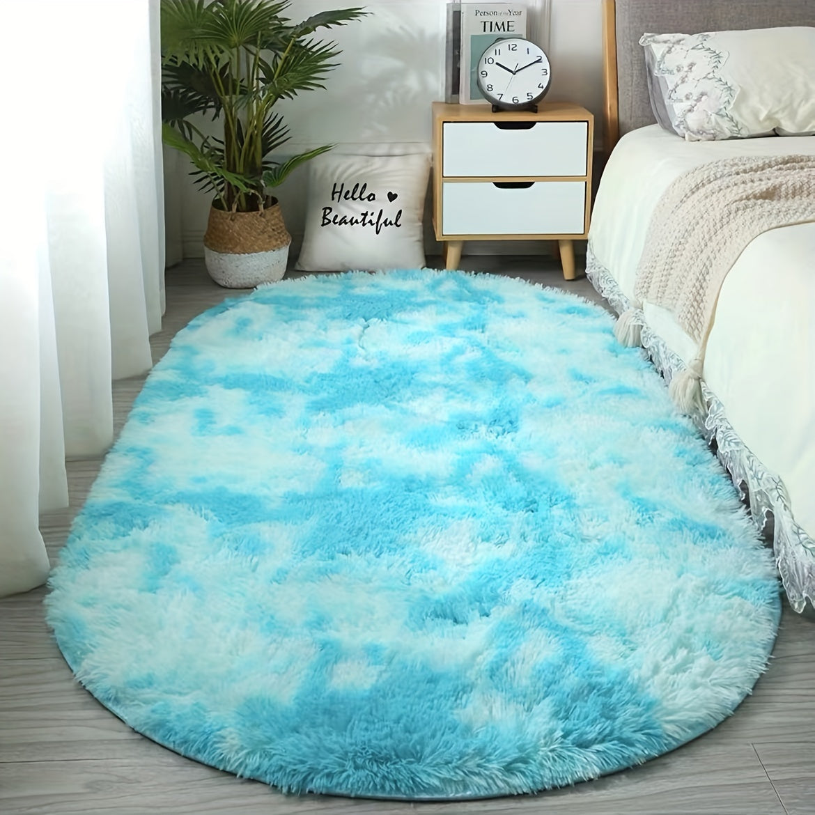 DecoEllis: Modern Oval Rug in Neutral Style with Soft Pile – Decorative for Living Room & Bedroom