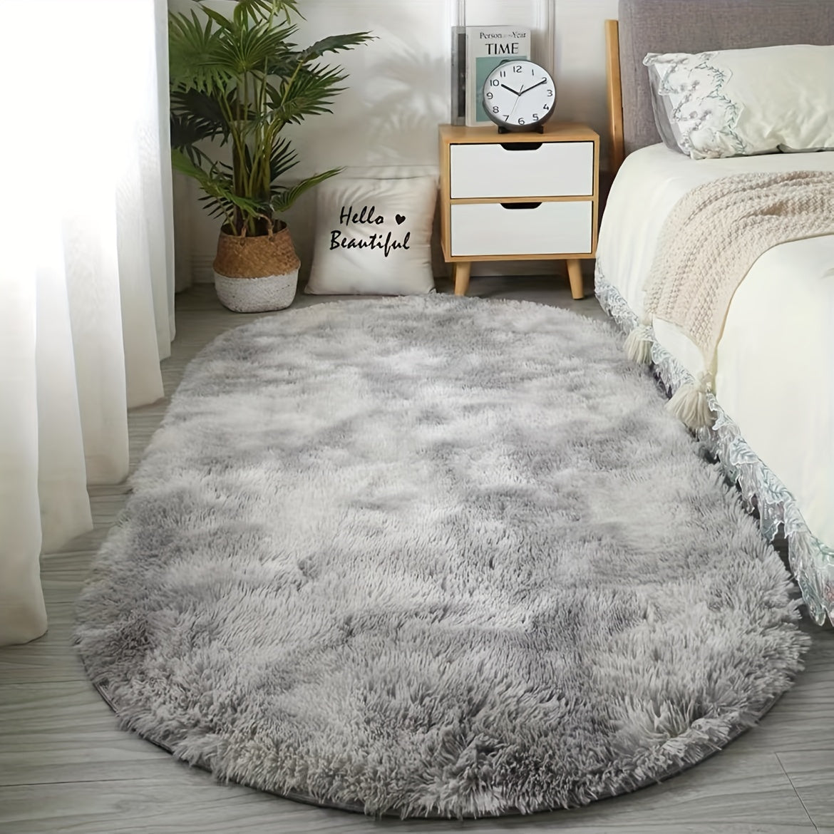 DecoEllis: Modern Oval Rug in Neutral Style with Soft Pile – Decorative for Living Room & Bedroom