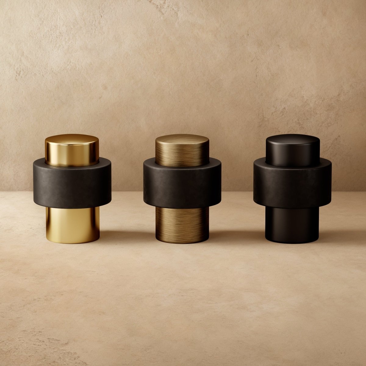 DecoFinio: Design Door Stopper Floor Rubber Silent with Brass Look – for Living Room & Hallway