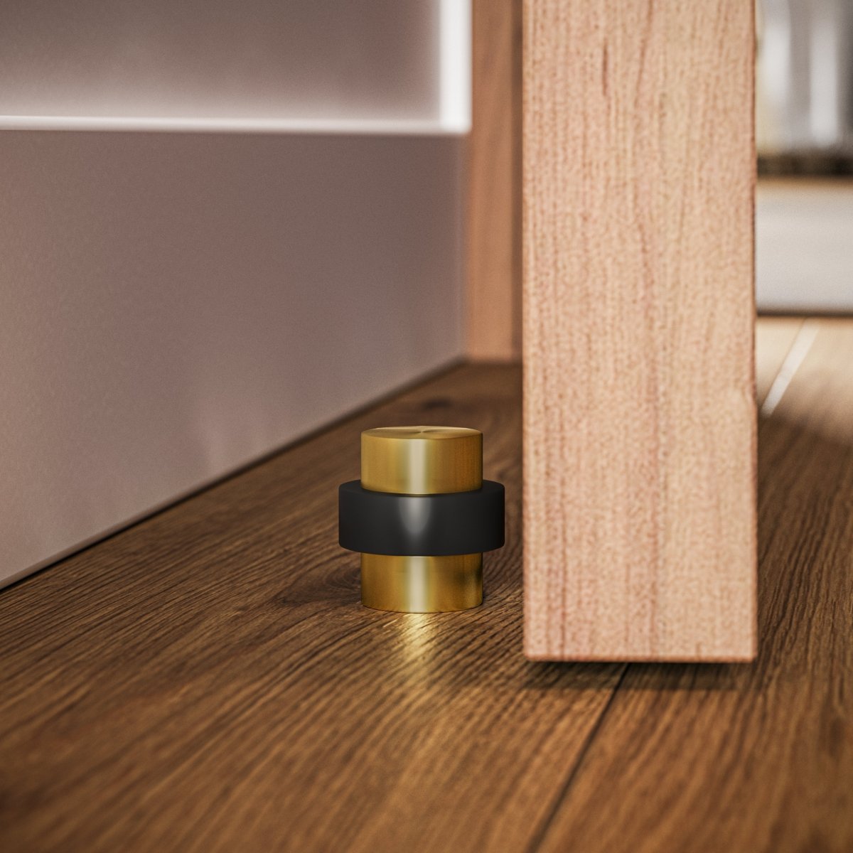 DecoFinio: Design Door Stopper Floor Rubber Silent with Brass Look – for Living Room & Hallway