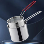 Deep Fryer Pot Stainless Steel Stovetop with Handle and Basket