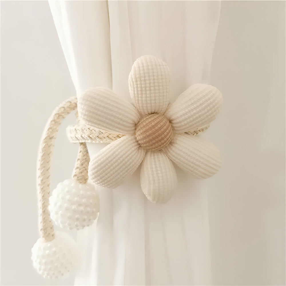 DekoBlüte: Curtain Holder with Floral Embroidery – Charming & Versatile for Living Room, Dining Room & Children's Room