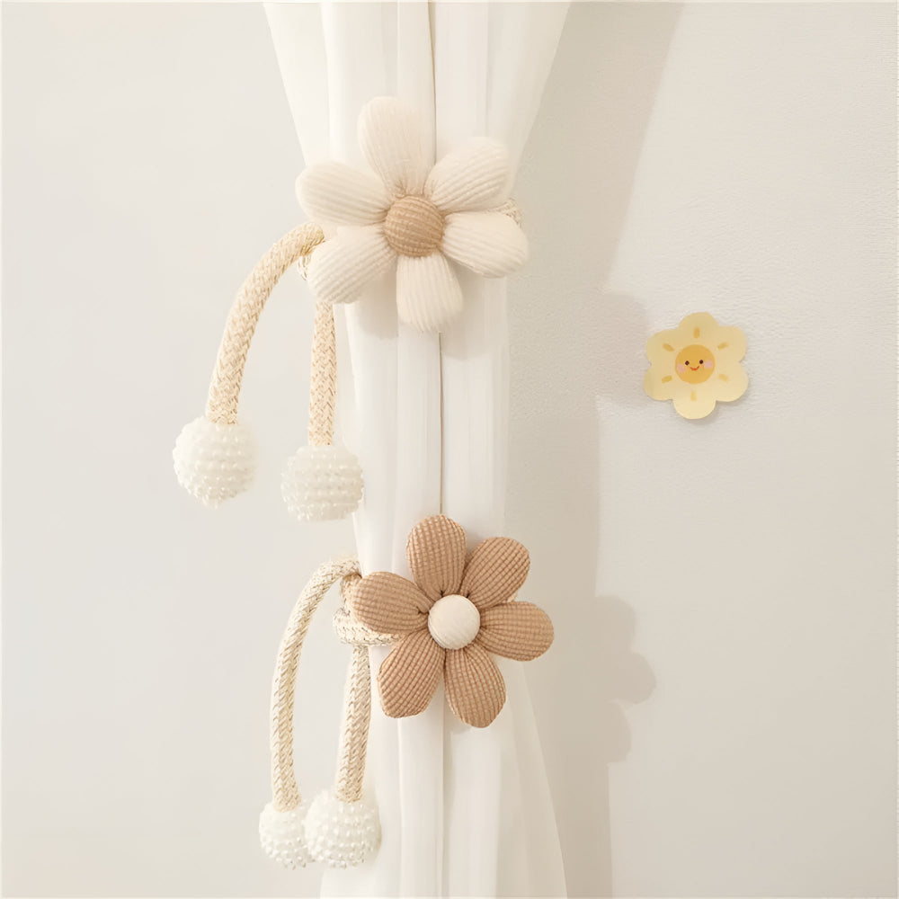 DekoBlüte: Curtain Holder with Floral Embroidery – Charming & Versatile for Living Room, Dining Room & Children's Room