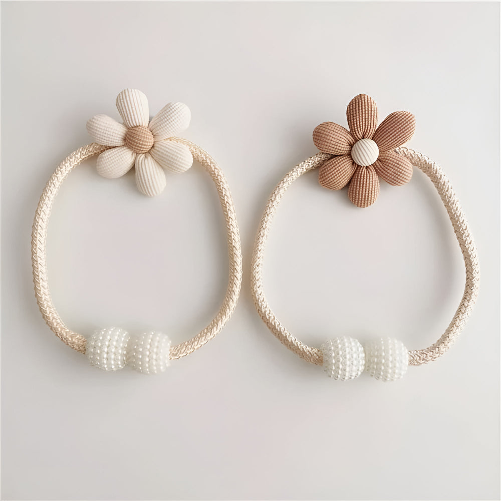 DekoBlüte: Curtain Holder with Floral Embroidery – Charming & Versatile for Living Room, Dining Room & Children's Room