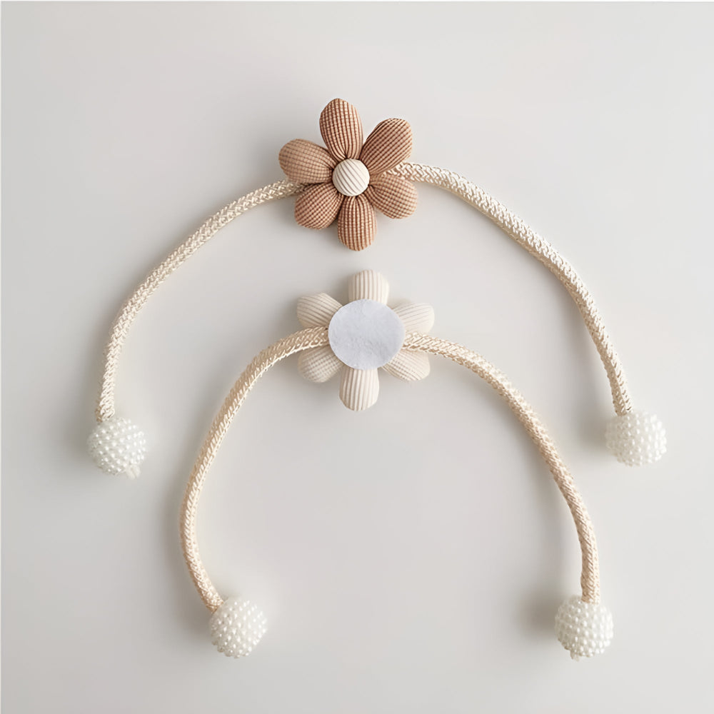 DekoBlüte: Curtain Holder with Floral Embroidery – Charming & Versatile for Living Room, Dining Room & Children's Room