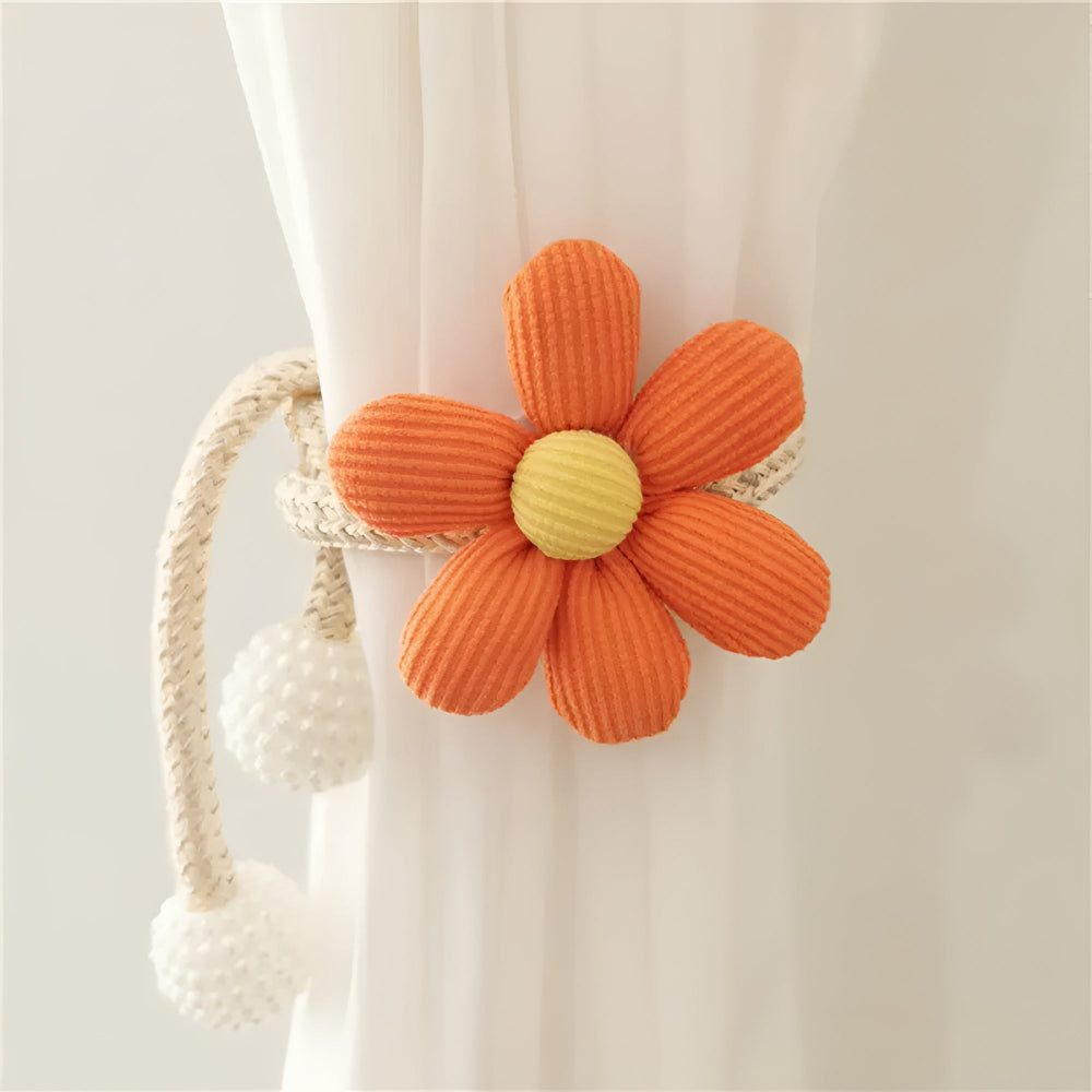 DekoBlüte: Curtain Holder with Floral Embroidery – Charming & Versatile for Living Room, Dining Room & Children's Room