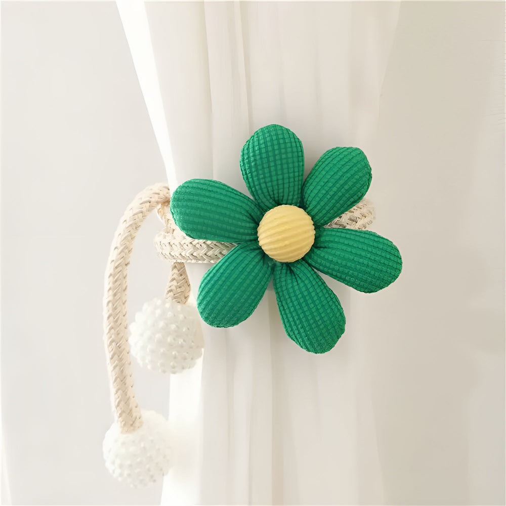 DekoBlüte: Curtain Holder with Floral Embroidery – Charming & Versatile for Living Room, Dining Room & Children's Room