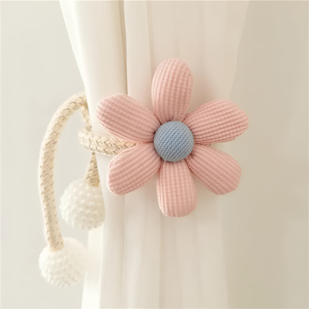 DekoBlüte: Curtain Holder with Floral Embroidery – Charming & Versatile for Living Room, Dining Room & Children's Room