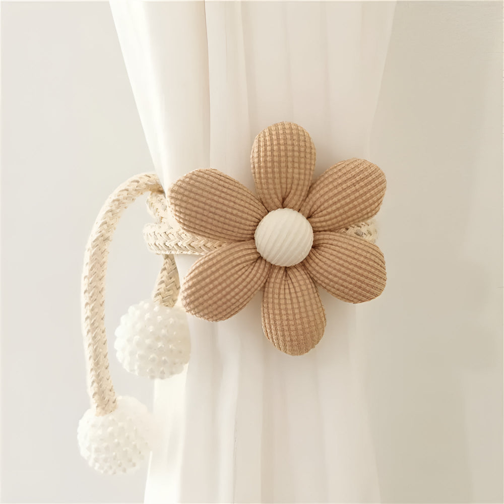 DekoBlüte: Curtain Holder with Floral Embroidery – Charming & Versatile for Living Room, Dining Room & Children's Room