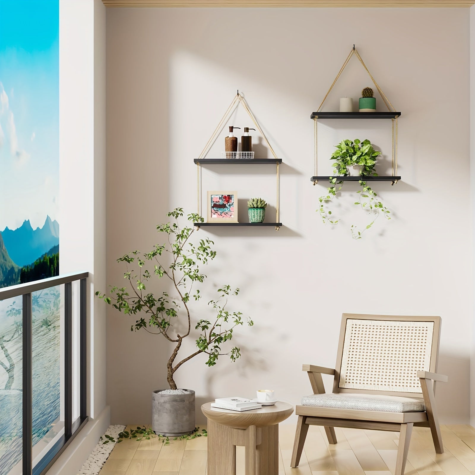 DekoHarmonie: Modern Wall Shelves – 2-tier, space-saving & floating for Flower Pots & Home Accessories in the Hallway