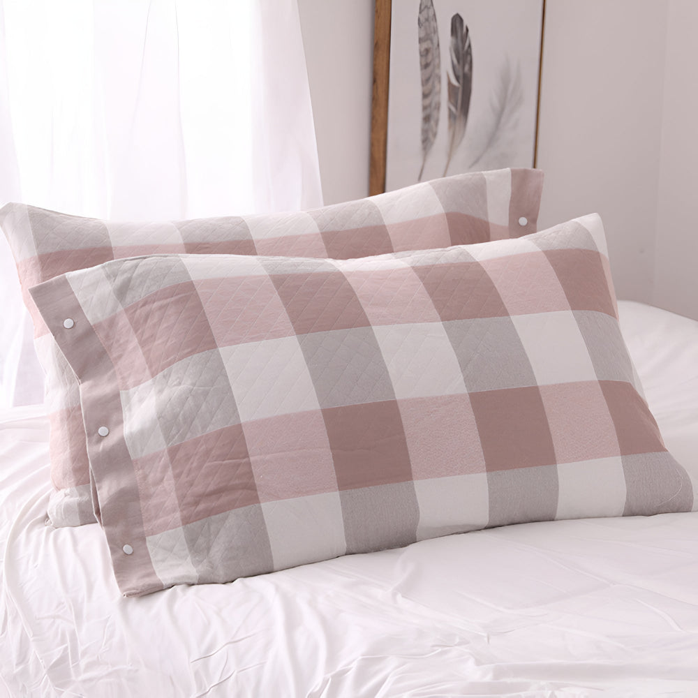 DekoKaro: Checkered & Striped Pillowcase – Durable & Easy Care for Guest Room & Living Room (1 Piece)