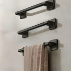 DekoStahl: Towel Holder Bathroom – Elegant Wall Mount Set Made of Iron, Black & Contemporary, Space-Saving & Multifunctional