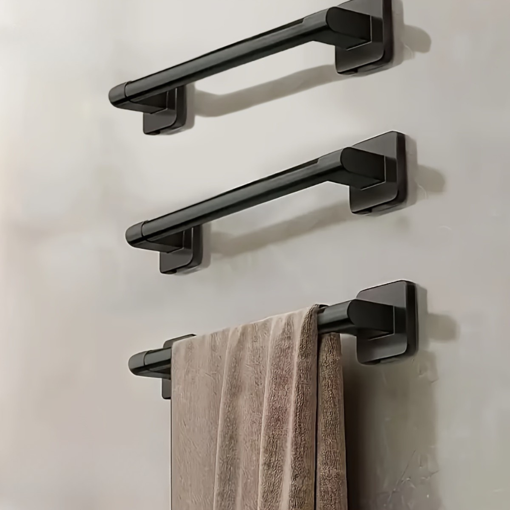 DekoStahl: Towel Holder Bathroom – Elegant Wall Mount Set Made of Iron, Black & Contemporary, Space-Saving & Multifunctional