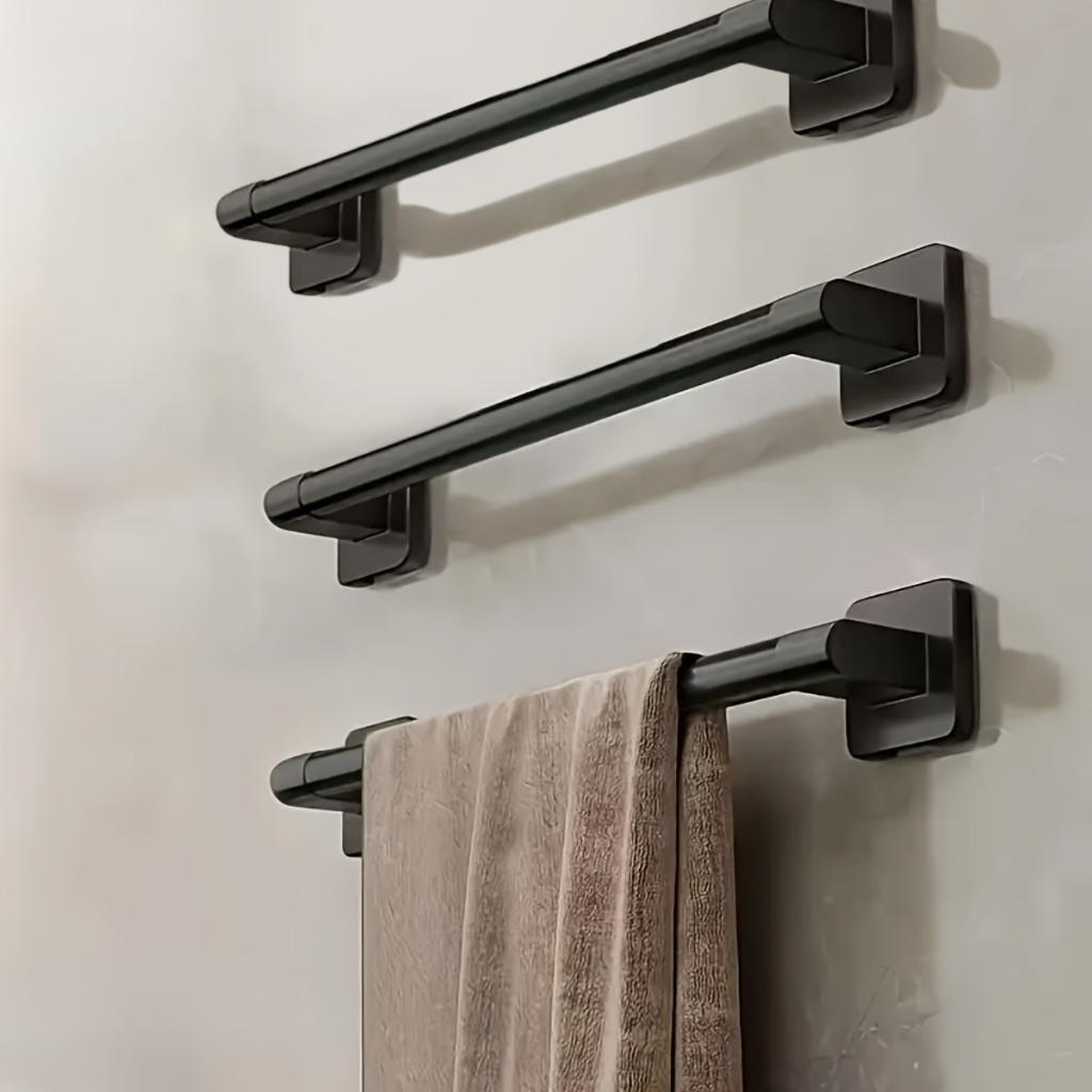 DekoStahl: Towel Holder Bathroom – Elegant Wall Mount Set Made of Iron, Black & Contemporary, Space-Saving & Multifunctional