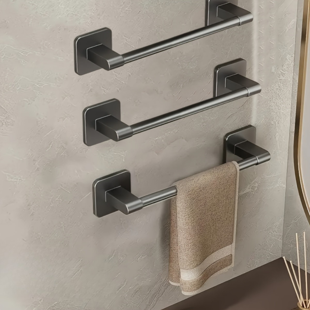 DekoStahl: Towel Holder Bathroom – Elegant Wall Mount Set Made of Iron, Black & Contemporary, Space-Saving & Multifunctional