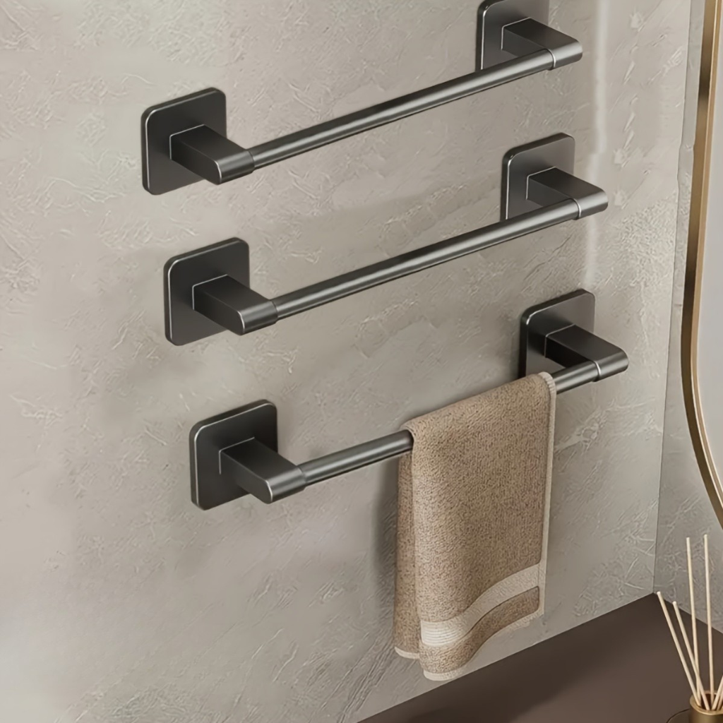 DekoStahl: Towel Holder Bathroom – Elegant Wall Mount Set Made of Iron, Black & Contemporary, Space-Saving & Multifunctional