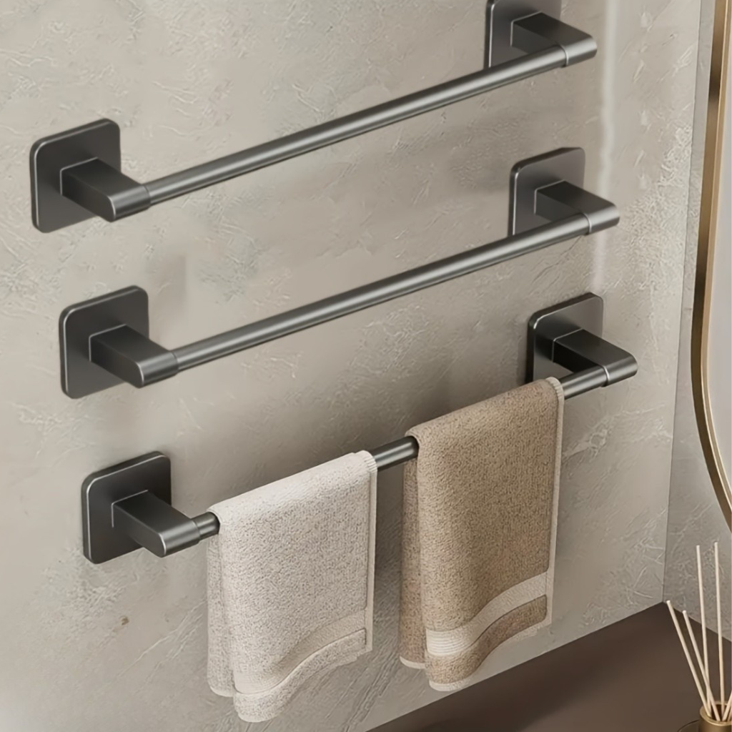 DekoStahl: Towel Holder Bathroom – Elegant Wall Mount Set Made of Iron, Black & Contemporary, Space-Saving & Multifunctional