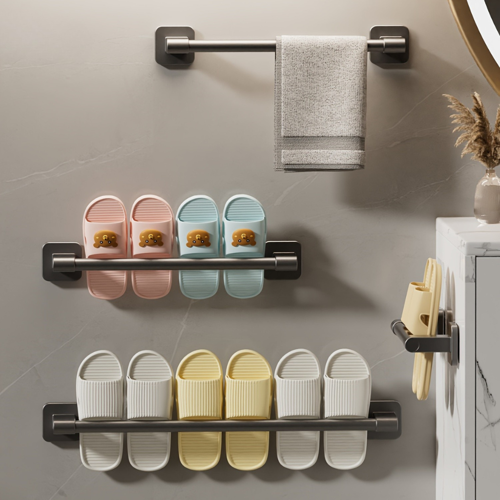 DekoStahl: Towel Holder Bathroom – Elegant Wall Mount Set Made of Iron, Black & Contemporary, Space-Saving & Multifunctional