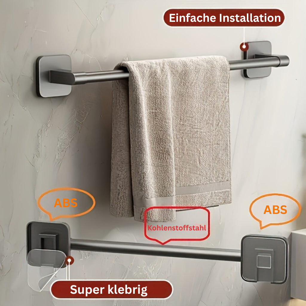 DekoStahl: Towel Holder Bathroom – Elegant Wall Mount Set Made of Iron, Black & Contemporary, Space-Saving & Multifunctional