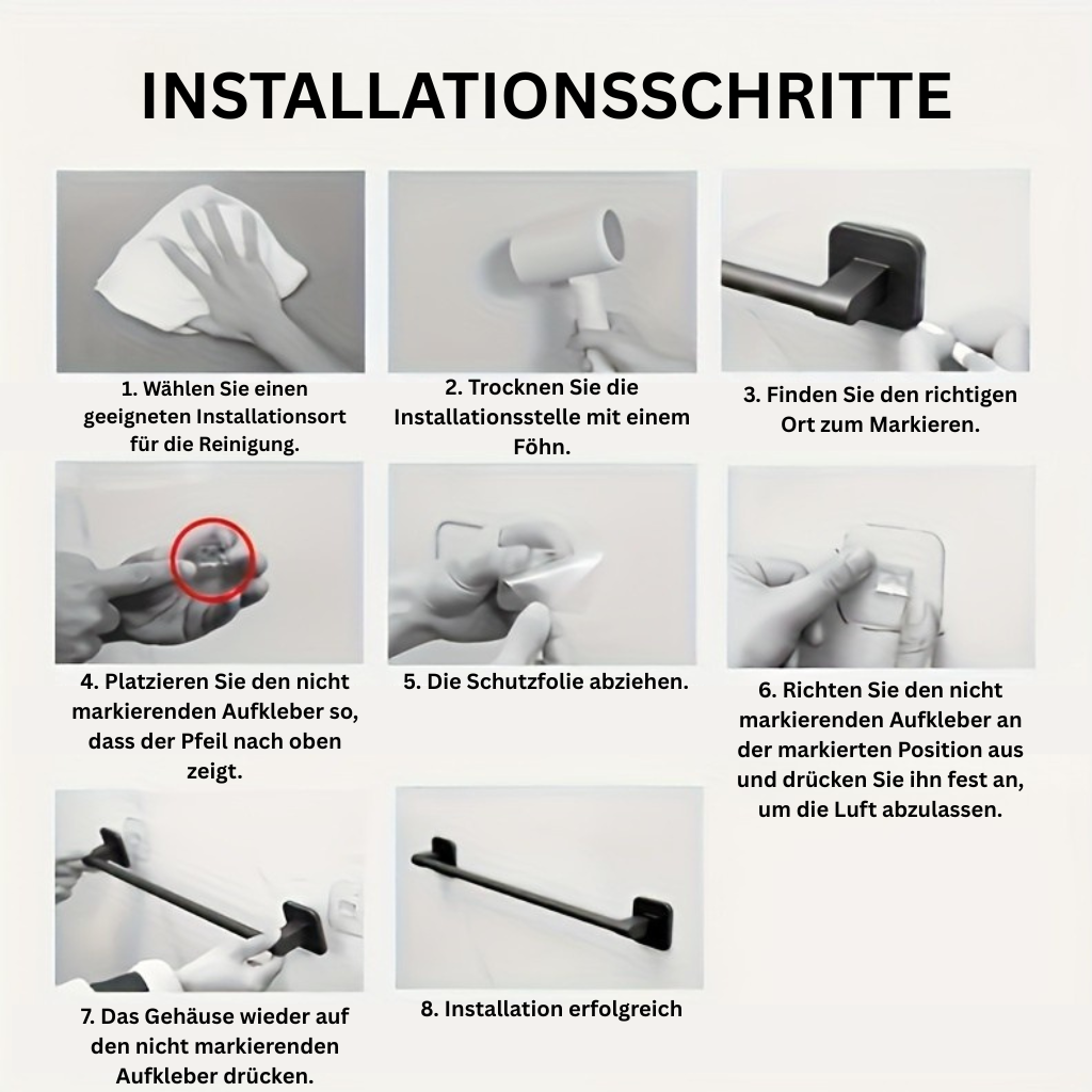 DekoStahl: Towel Holder Bathroom – Elegant Wall Mount Set Made of Iron, Black & Contemporary, Space-Saving & Multifunctional