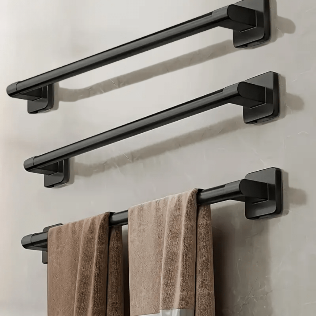 DekoStahl: Towel Holder Bathroom – Elegant Wall Mount Set Made of Iron, Black & Contemporary, Space-Saving & Multifunctional