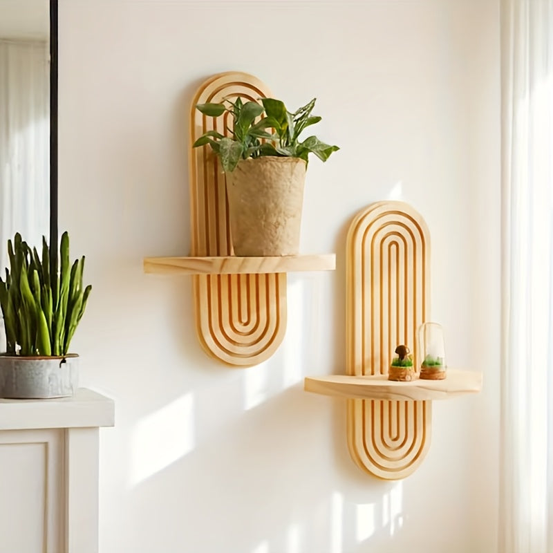 DekoTablett: Wooden Wall Shelves – Durable, Decorative & Versatile with Tray Look for Plants & Photos