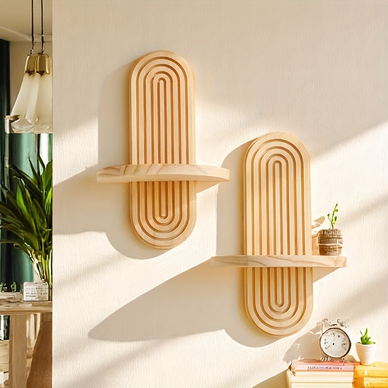 DekoTablett: Wooden Wall Shelves – Durable, Decorative & Versatile with Tray Look for Plants & Photos