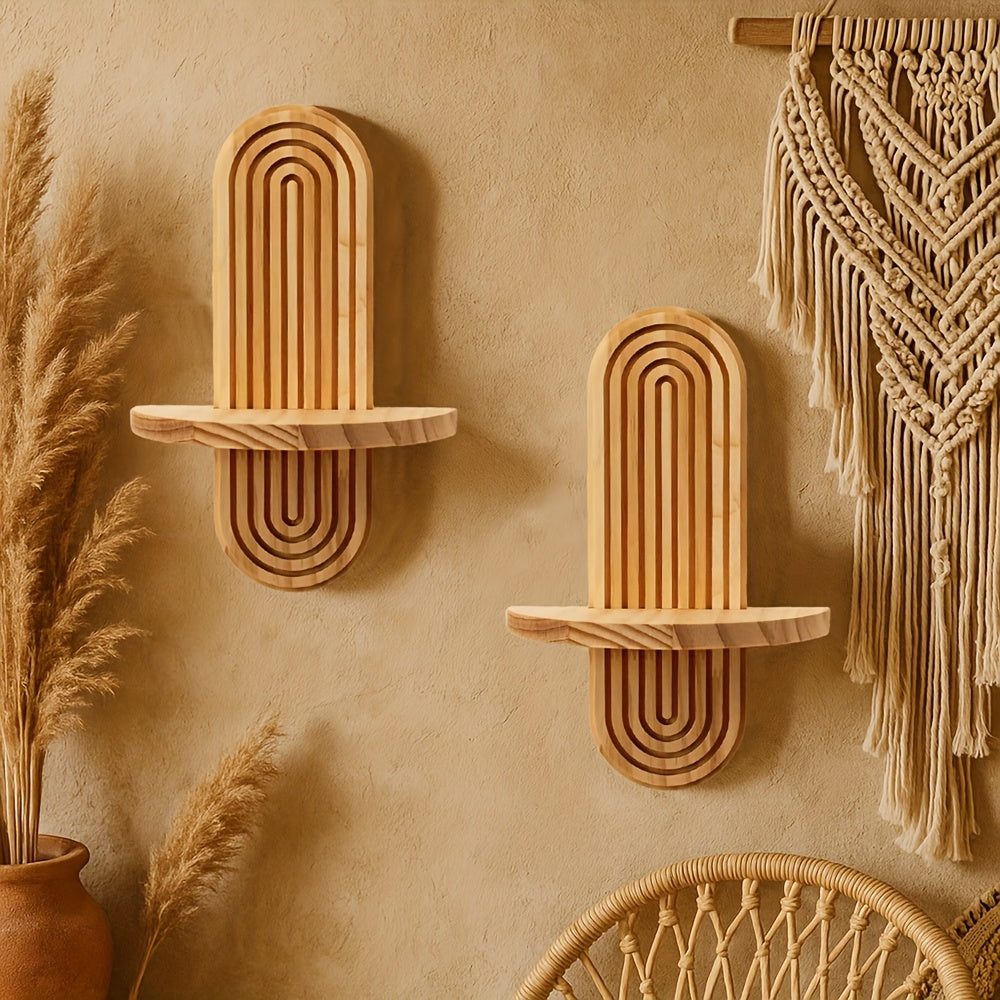 DekoTablett: Wooden Wall Shelves – Durable, Decorative & Versatile with Tray Look for Plants & Photos