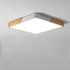 DelphiLicht: Square Ceiling Light Wood & Iron LED Dimmable with Acrylic Diffuser – for Dining Room & Living Room