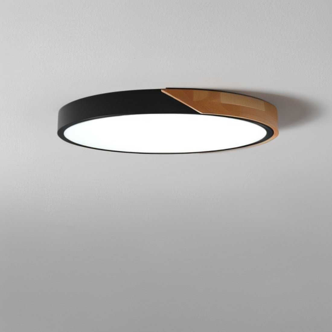 DelphiLicht: Square Ceiling Light Wood & Iron LED Dimmable with Acrylic Diffuser – for Dining Room & Living Room