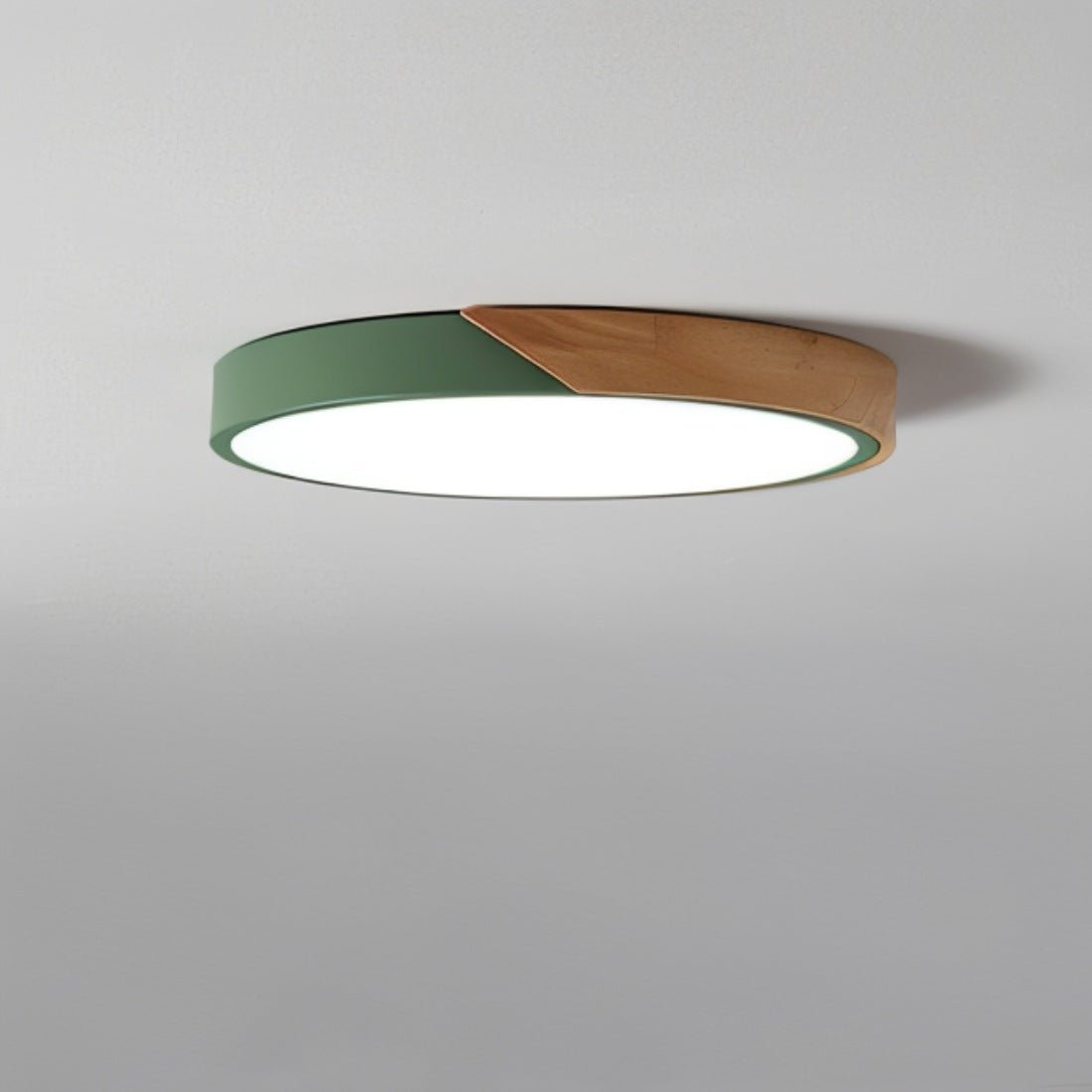 DelphiLicht: Square Ceiling Light Wood & Iron LED Dimmable with Acrylic Diffuser – for Dining Room & Living Room