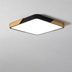 DelphiLicht: Square Ceiling Light Wood & Iron LED Dimmable with Acrylic Diffuser – for Dining Room & Living Room