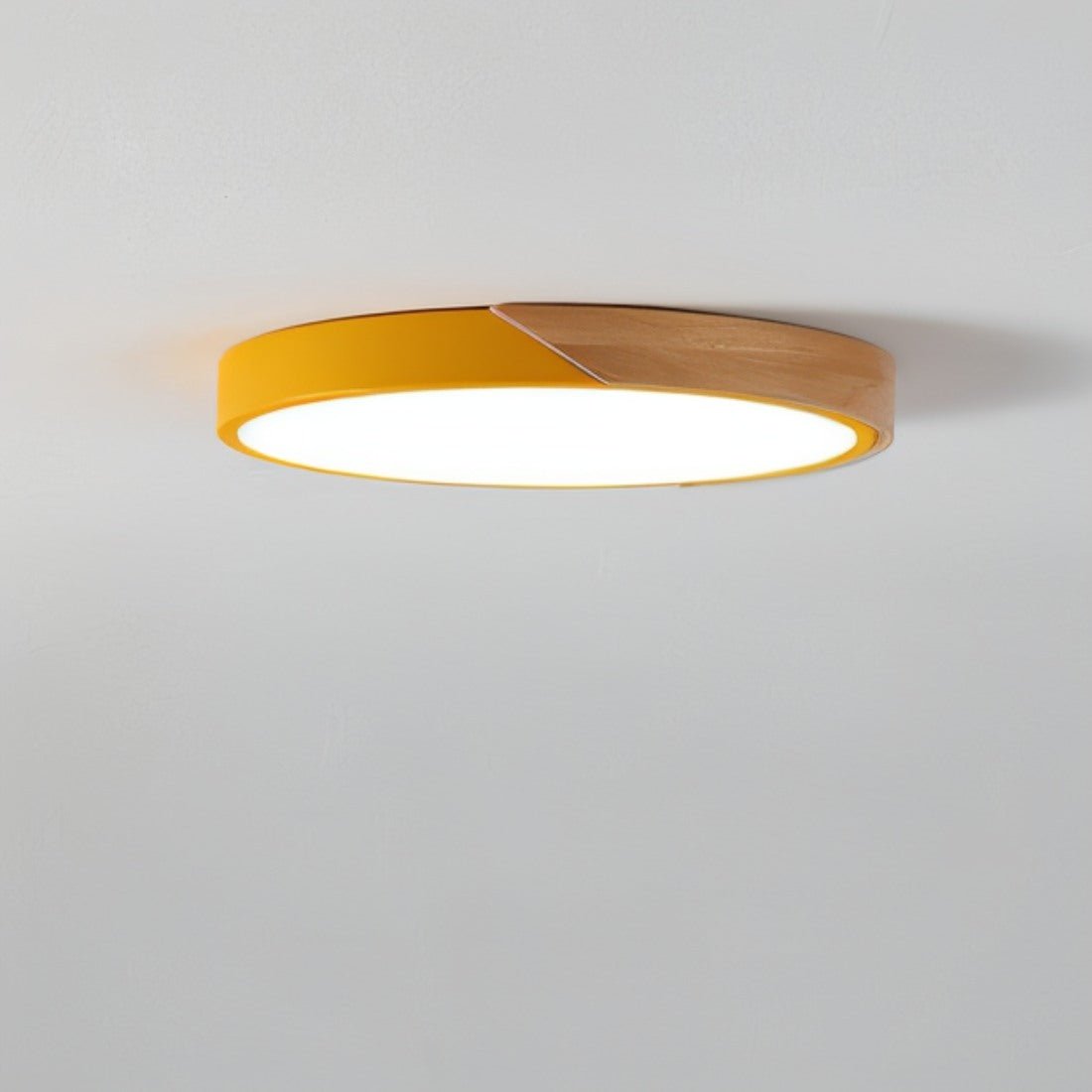 DelphiLicht: Square Ceiling Light Wood & Iron LED Dimmable with Acrylic Diffuser – for Dining Room & Living Room