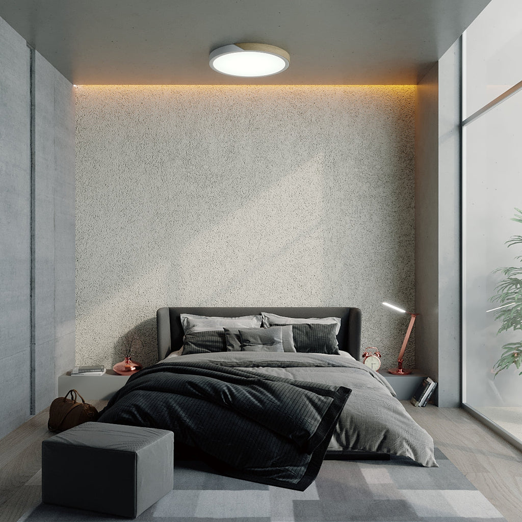 DelphiLicht: Square Ceiling Light Wood & Iron LED Dimmable with Acrylic Diffuser – for Dining Room & Living Room