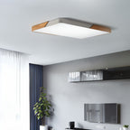 DelphiLicht: Square Ceiling Light Wood & Iron LED Dimmable with Acrylic Diffuser – for Dining Room & Living Room