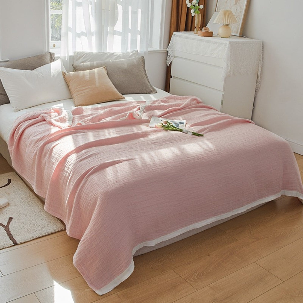 Deluxe Muslin: Stylish Cotton Blanket with Muslin Fabric & Six Breathable Layers – for Sofa & Bed