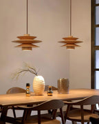 DesignWirbel: Pendant Light Wood – elegant tiered shape with warm light, decorative for lounge & bedroom