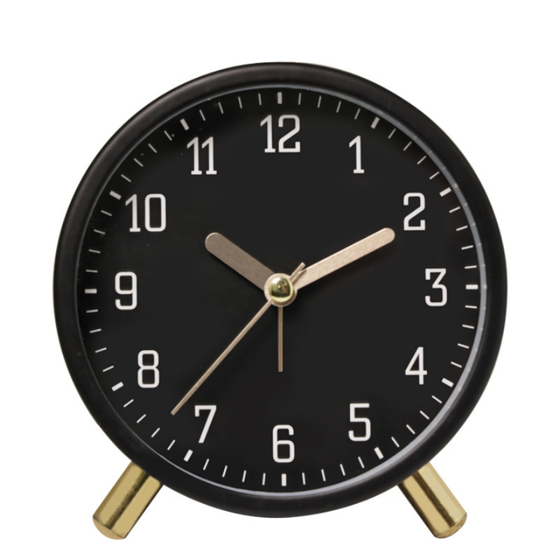 Desk Clock Analog Silent Sweep Metal Glass Battery Operated